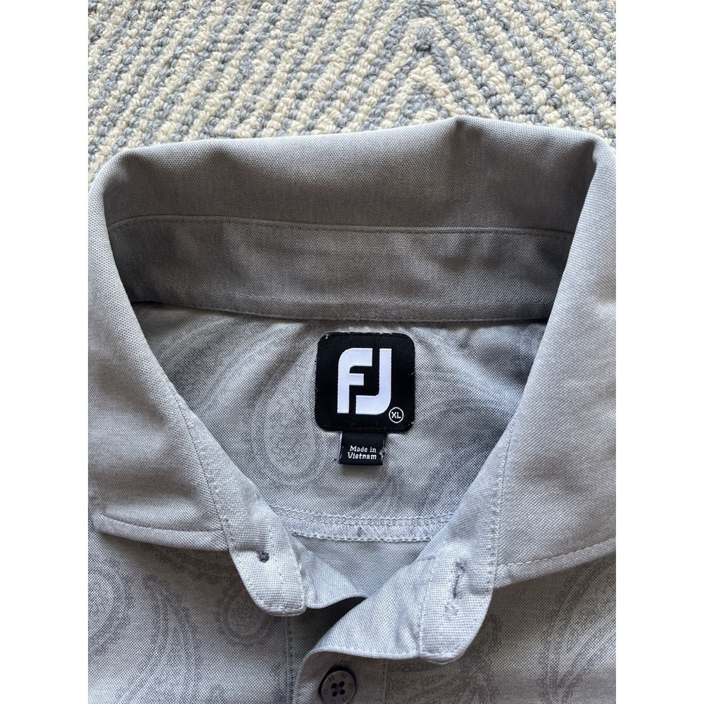FootJoy‎ 1920 Indian Head Golf Polo Shirt - Gray w/ Paisley - XL - Picture 3 of 5